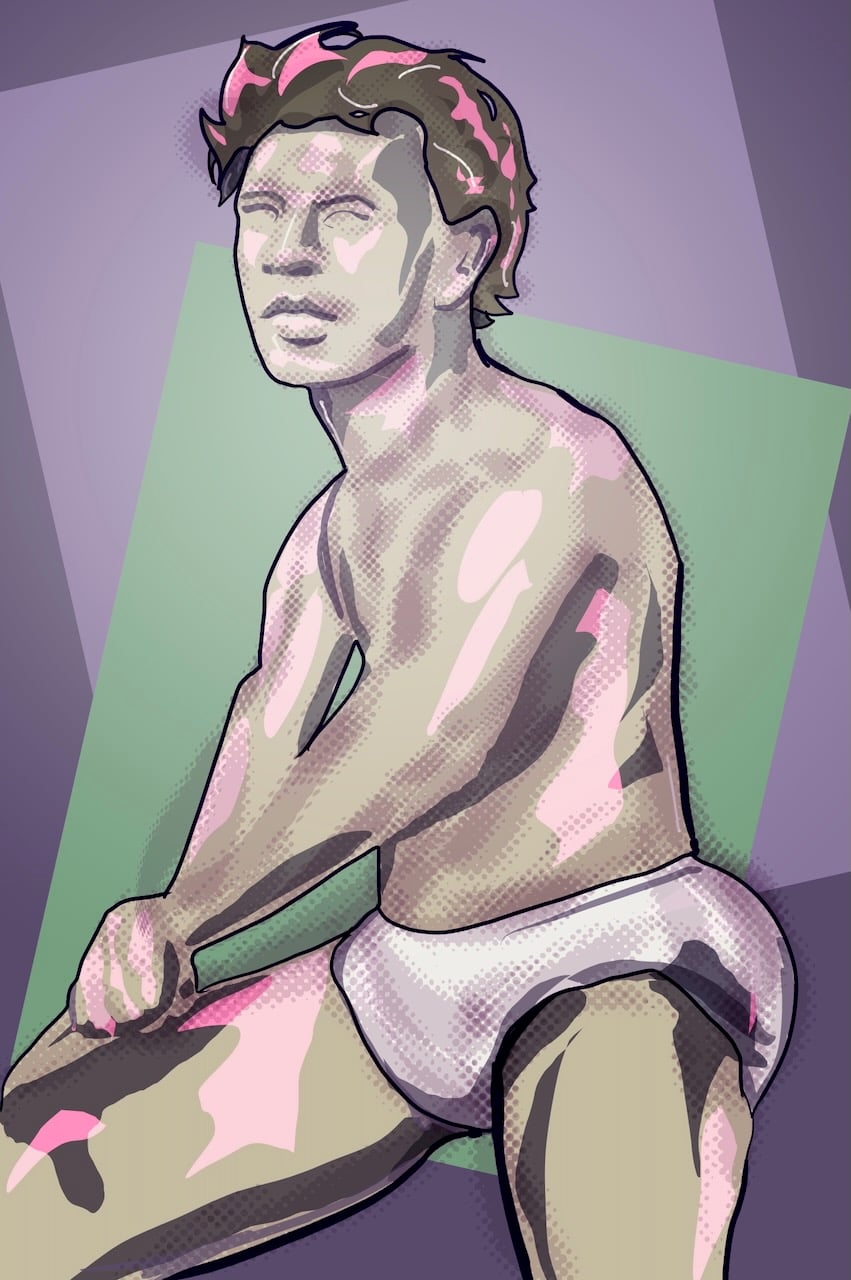 A digital Drawing of Giuseppe Claudio on iPad Procreate- 20 minute pose