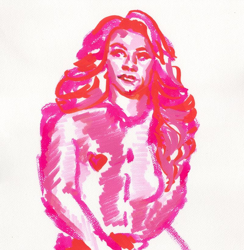 Watercolor markers and highligher- a 5 minute pose