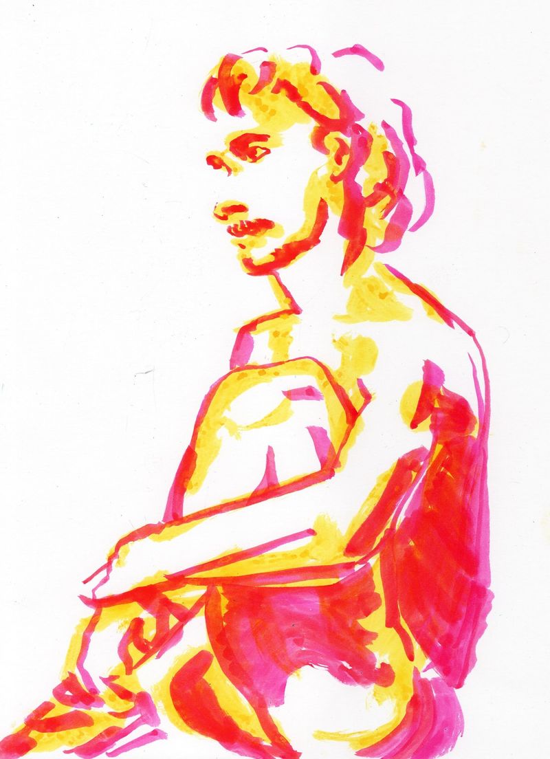 5 minute pose - watercolor markers