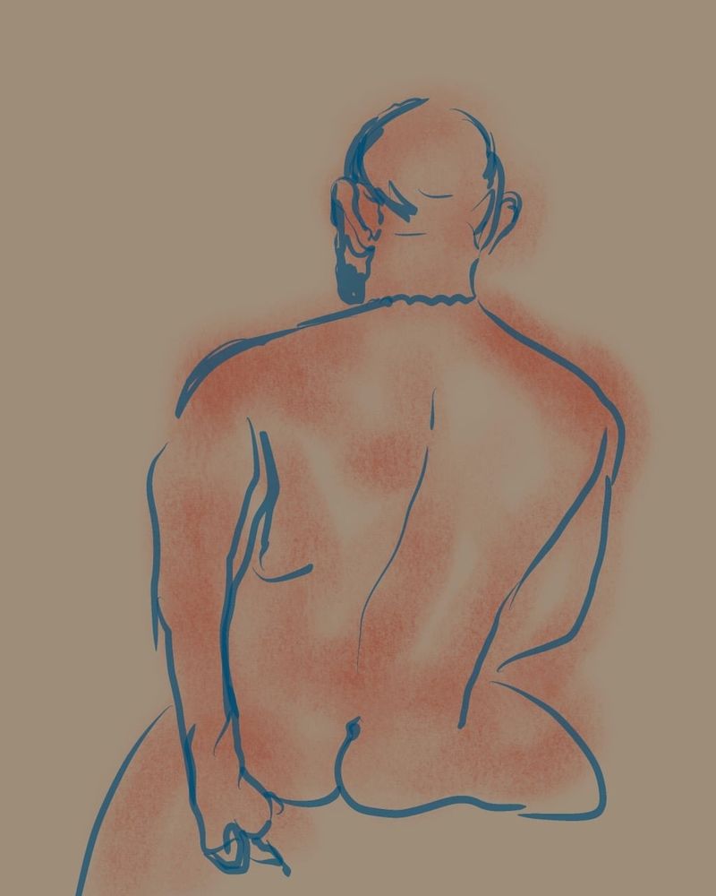 A red charcoal drawing