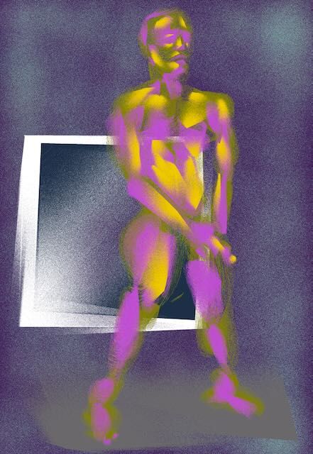 A digital HEAVYPAINT drawing of Dave standing, created with HEAVYPAINT app on iPad.