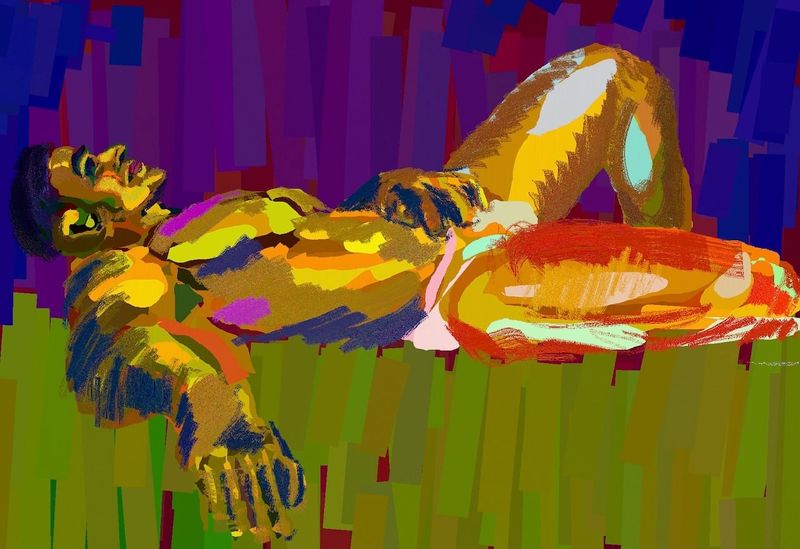 A heavypaint drawing of a 25 minute pose.