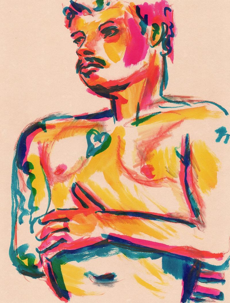 A drawing of Bryan using watercolor marker