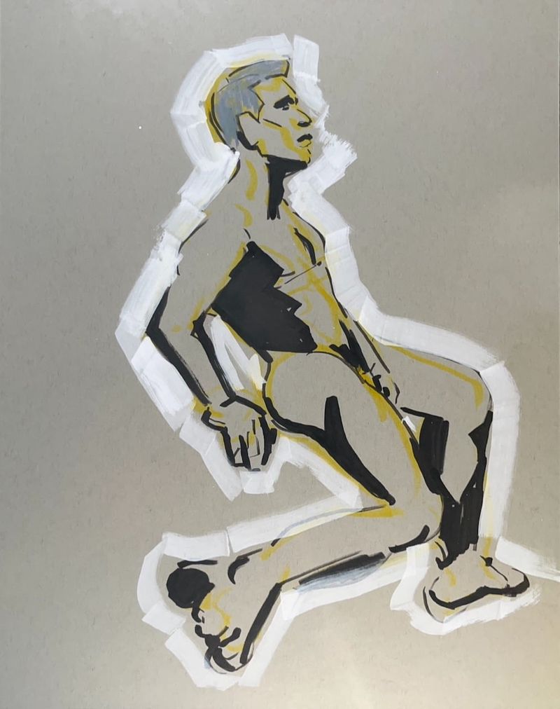 An outlined acrylic marker sketch of Jake