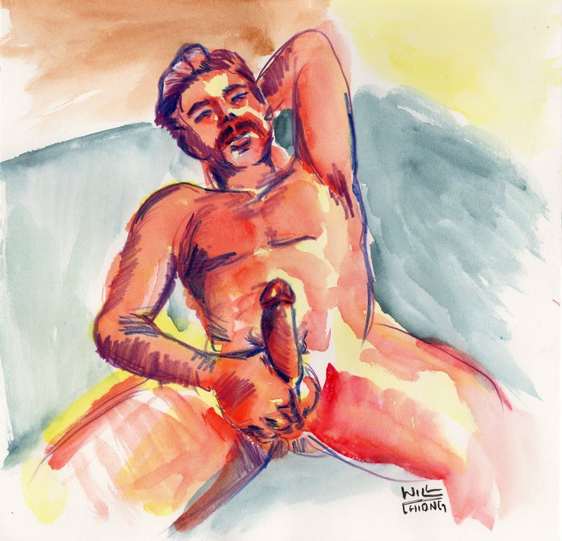 20 minute pose- watercolor and colored pencil based on a 20 minute pose