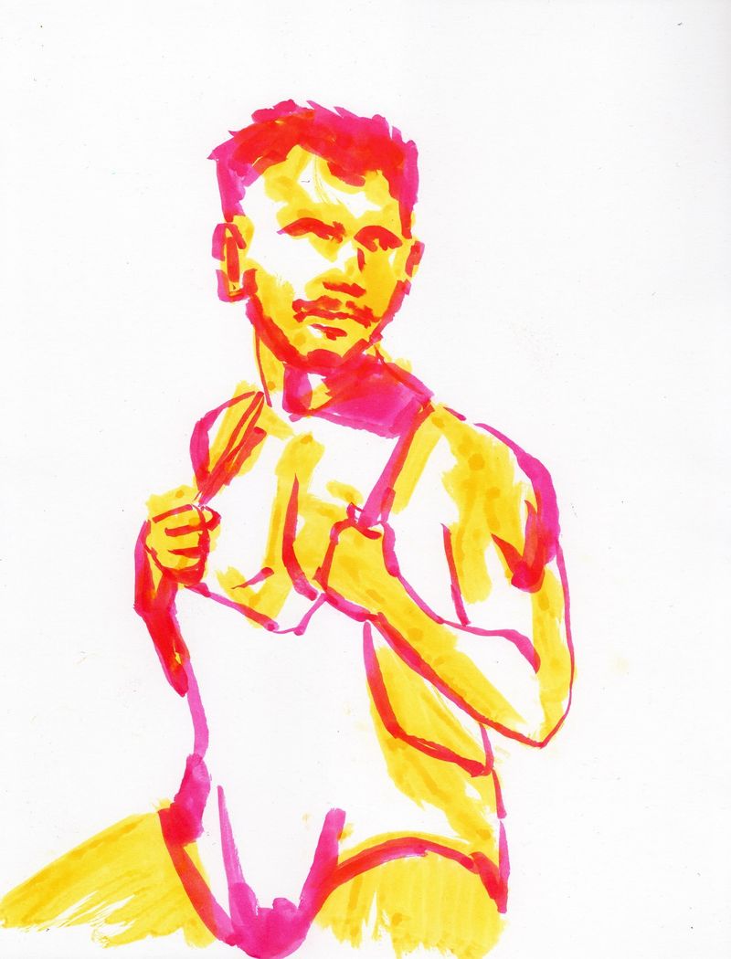 A 5 minute pose- watercolor marker