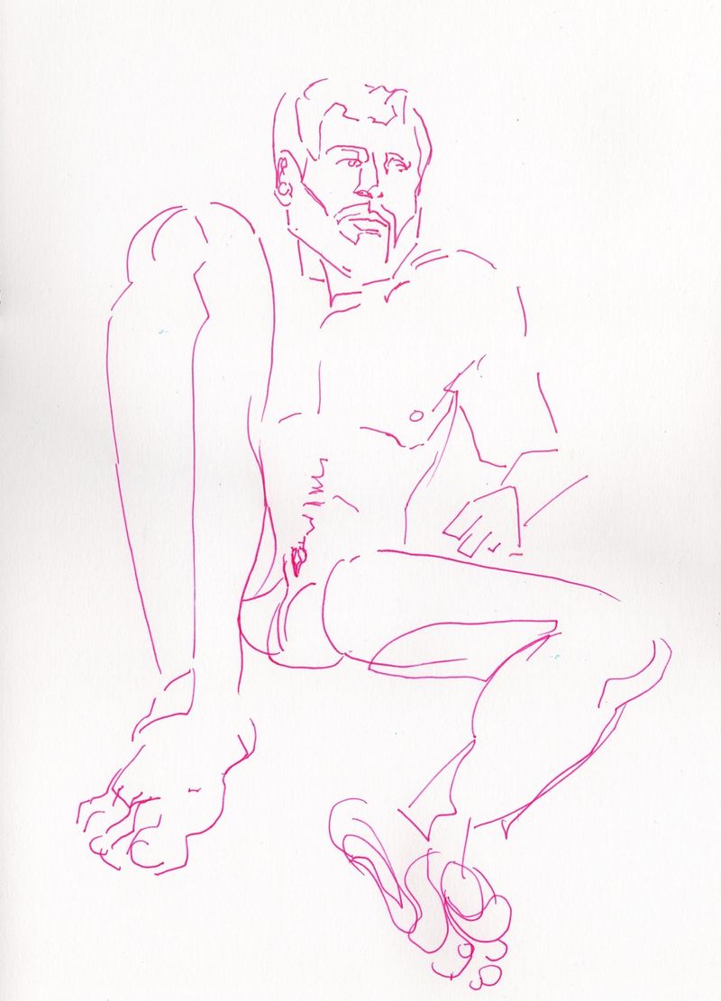 Gel pen drawing - 5 minute pose