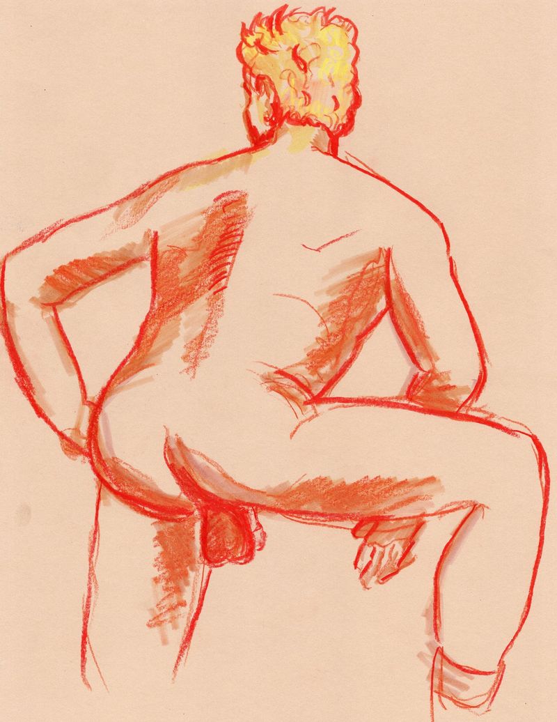 Watercolor pencil on toned paper