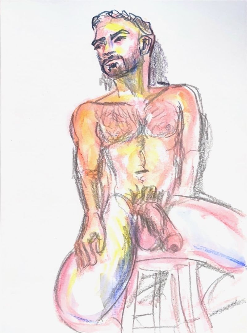 Darren- posing at an in person drawing session in Soho- 20 minute pose.