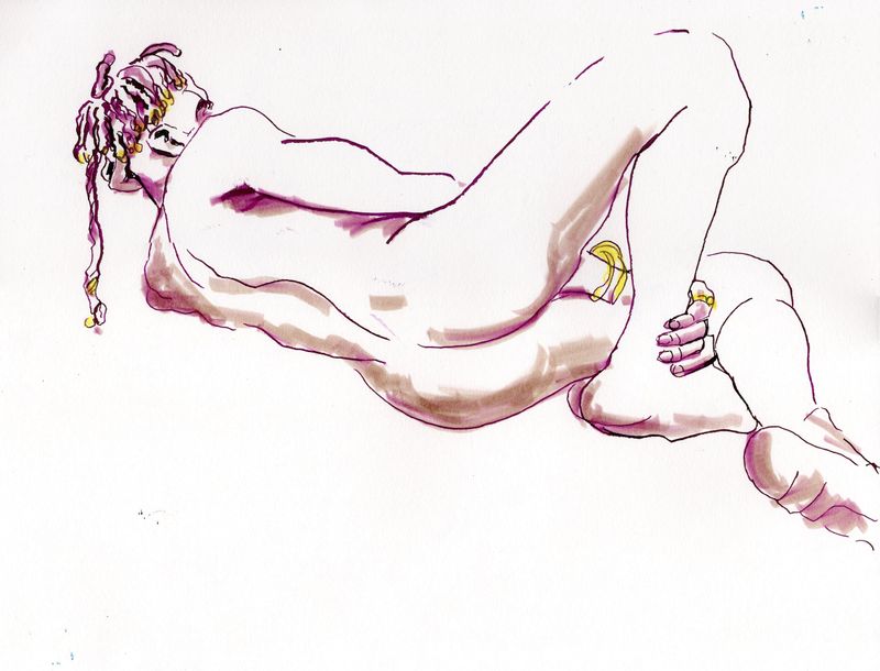 A recent drawing from an in-person figure drawing session