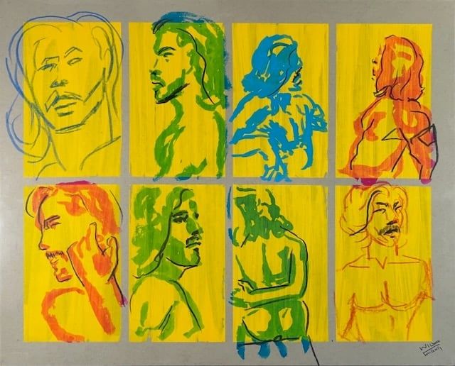 2 minute warmup drawings on toned paper