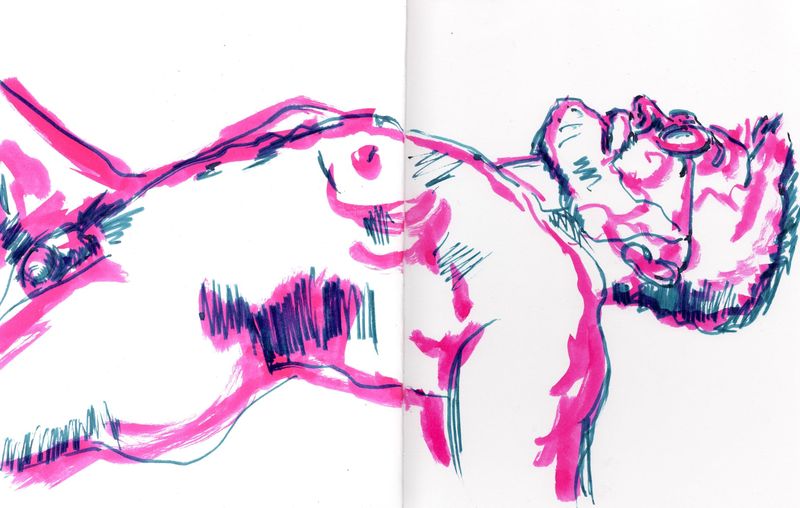 Watercolor markers in a sketchbook