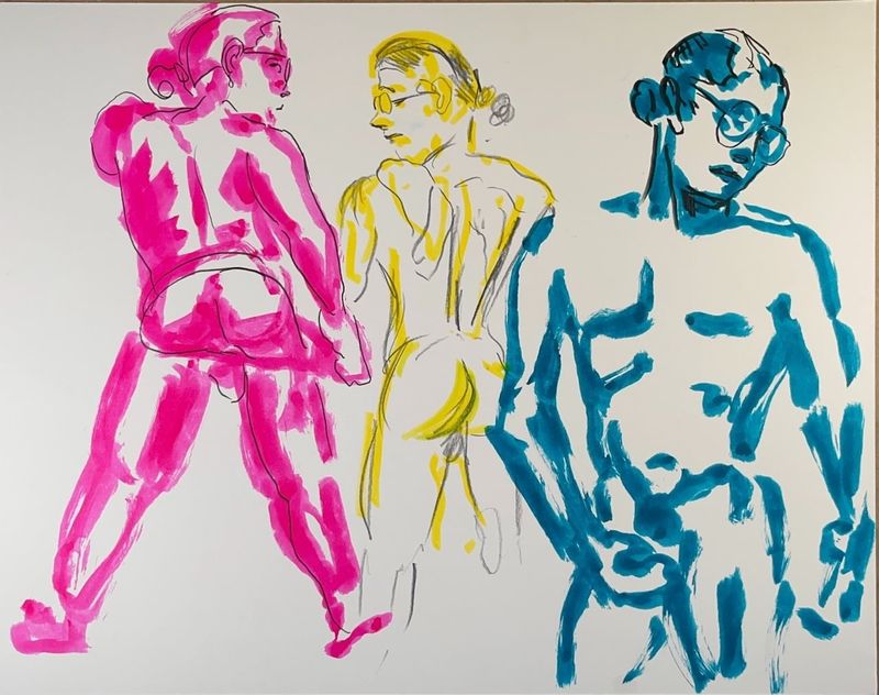 5 minute warmup drawings- watercolor marker and fineliner