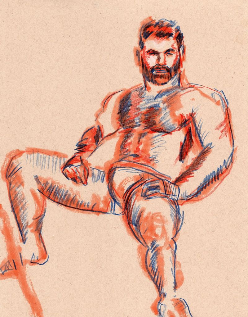 Colored pencil on toned paper.