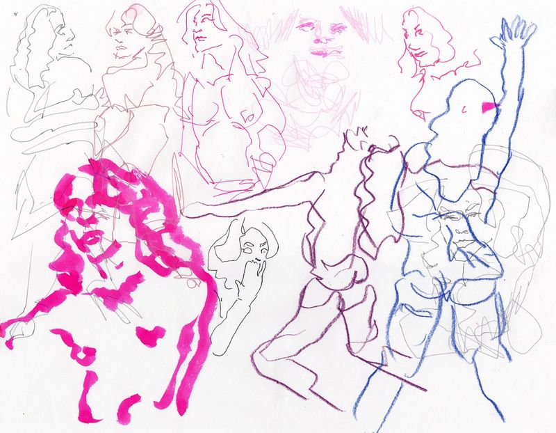 Fast 1 minute gesture drawings of Charlotte