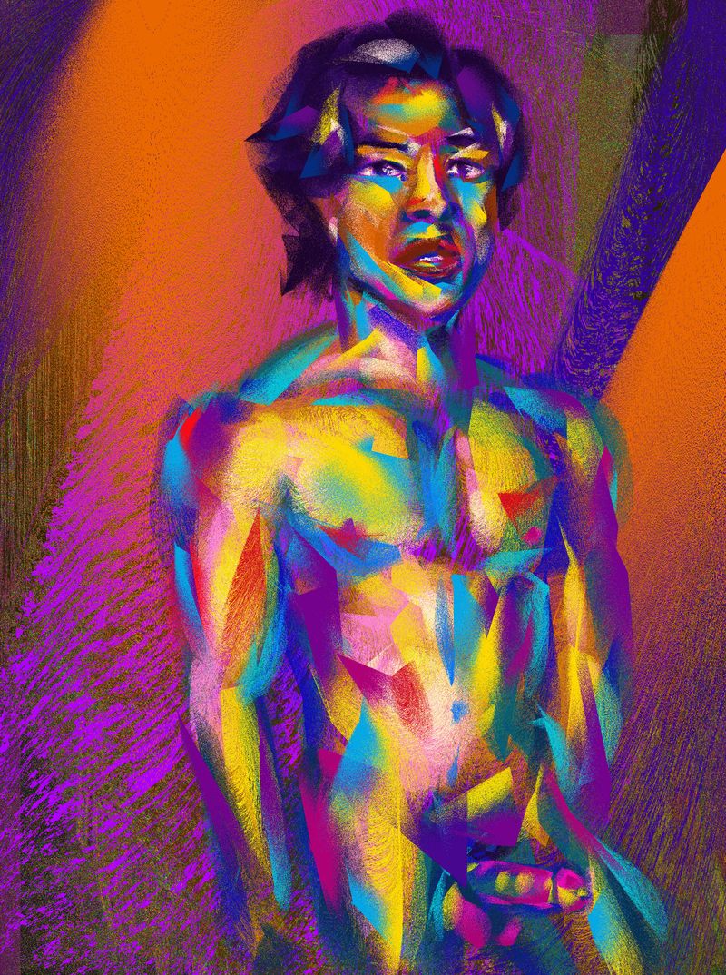 A digital drawing of Jay Wu created with HEAVYPAINT app on iPad.