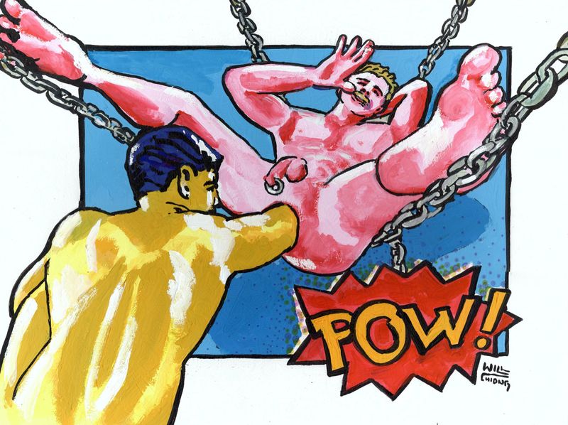 Gouache on Artboard- A fisting scene