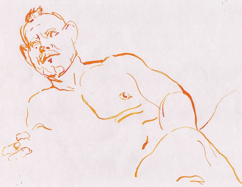 A drawing of Timothy in dip pen ink.