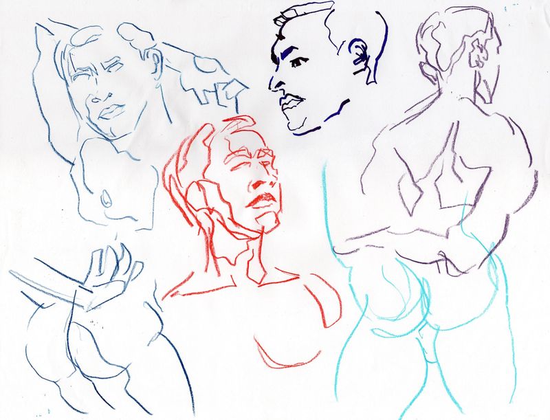 gesture drawings of 2 minute poses