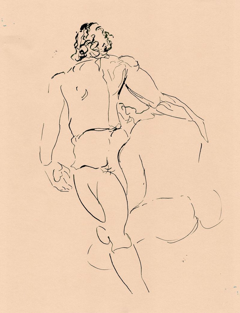 Valmir and Viktor drawn from the back in dip pen