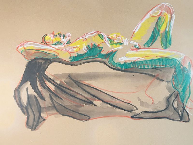 Model in reclining pose