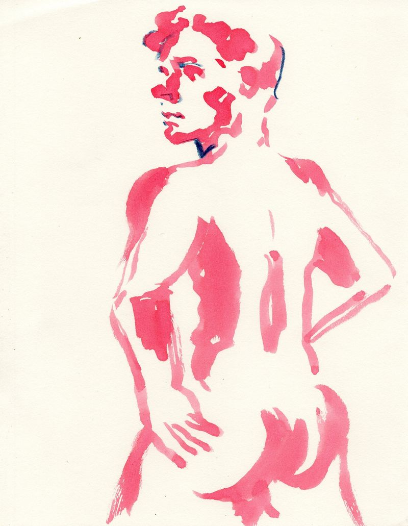 5 minute pose- red watercolor markers