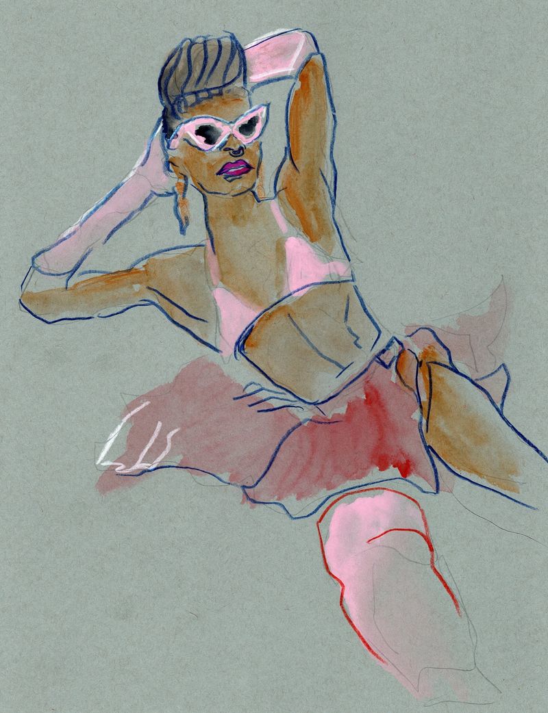 10 minute pose- watercolor and pencil