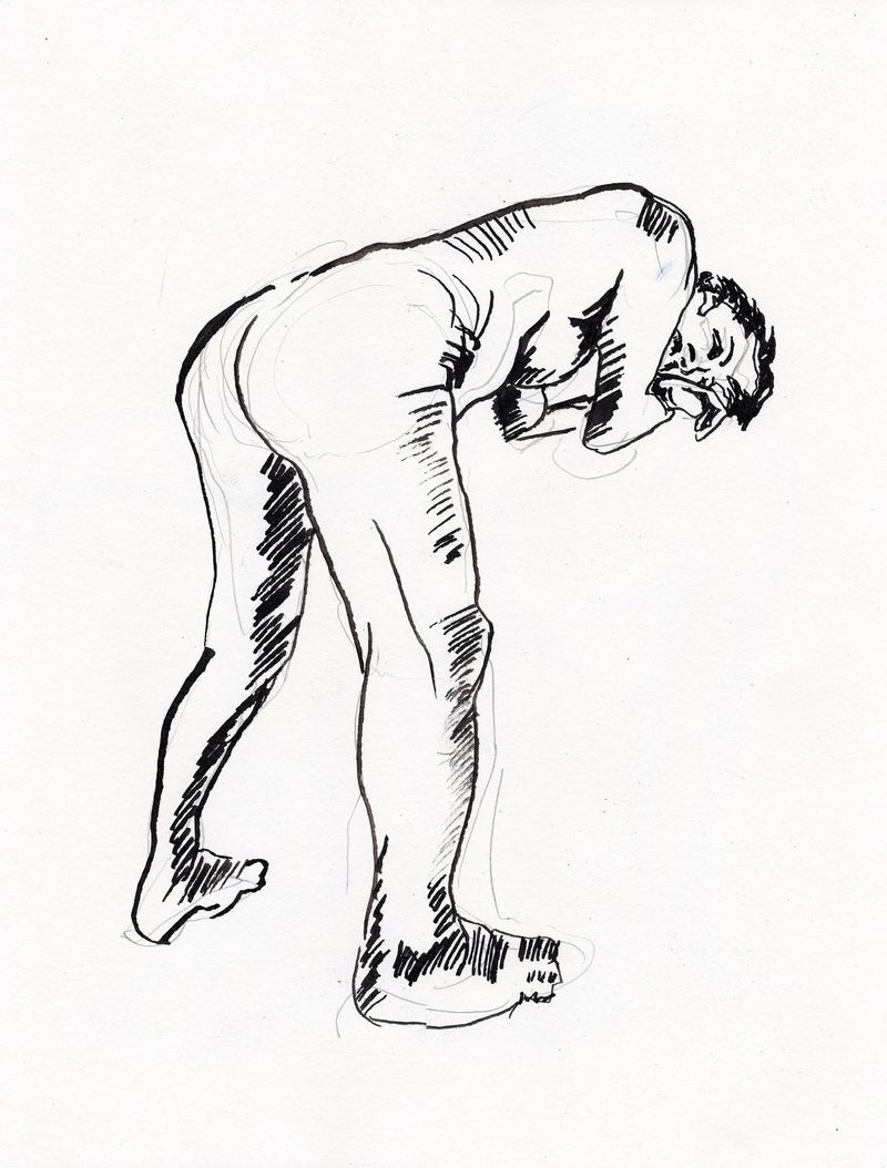 10 minute pose - Kakimori dip pen and ink