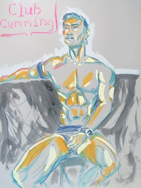 Colored pencil drawing on toned paper