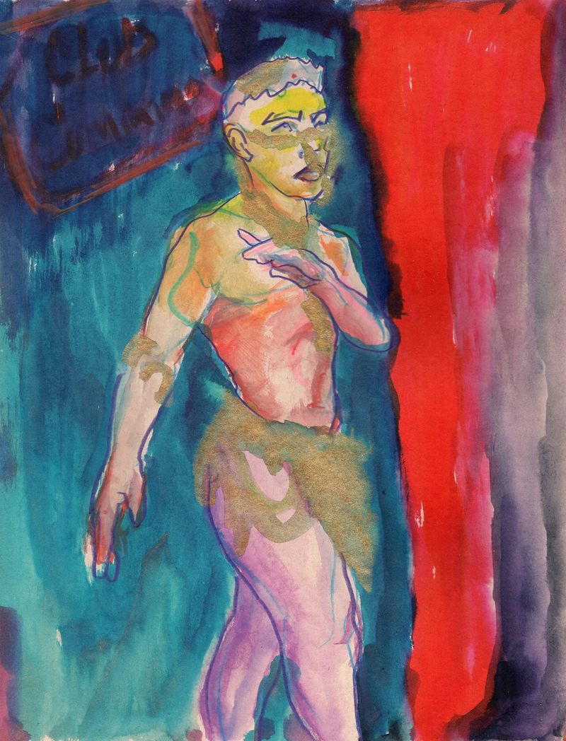 Watercolor markers and watercolor for a 20 minute pose