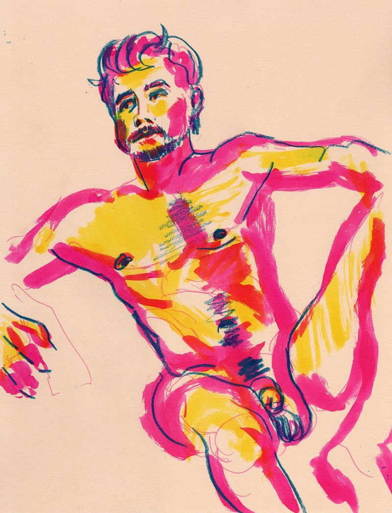 watercolor markers on toned paper - 20 minute pose