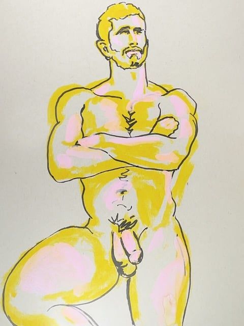 Tommy at Doable Guys- Watercolor Pastel on top of fountain pen and watercolor marker