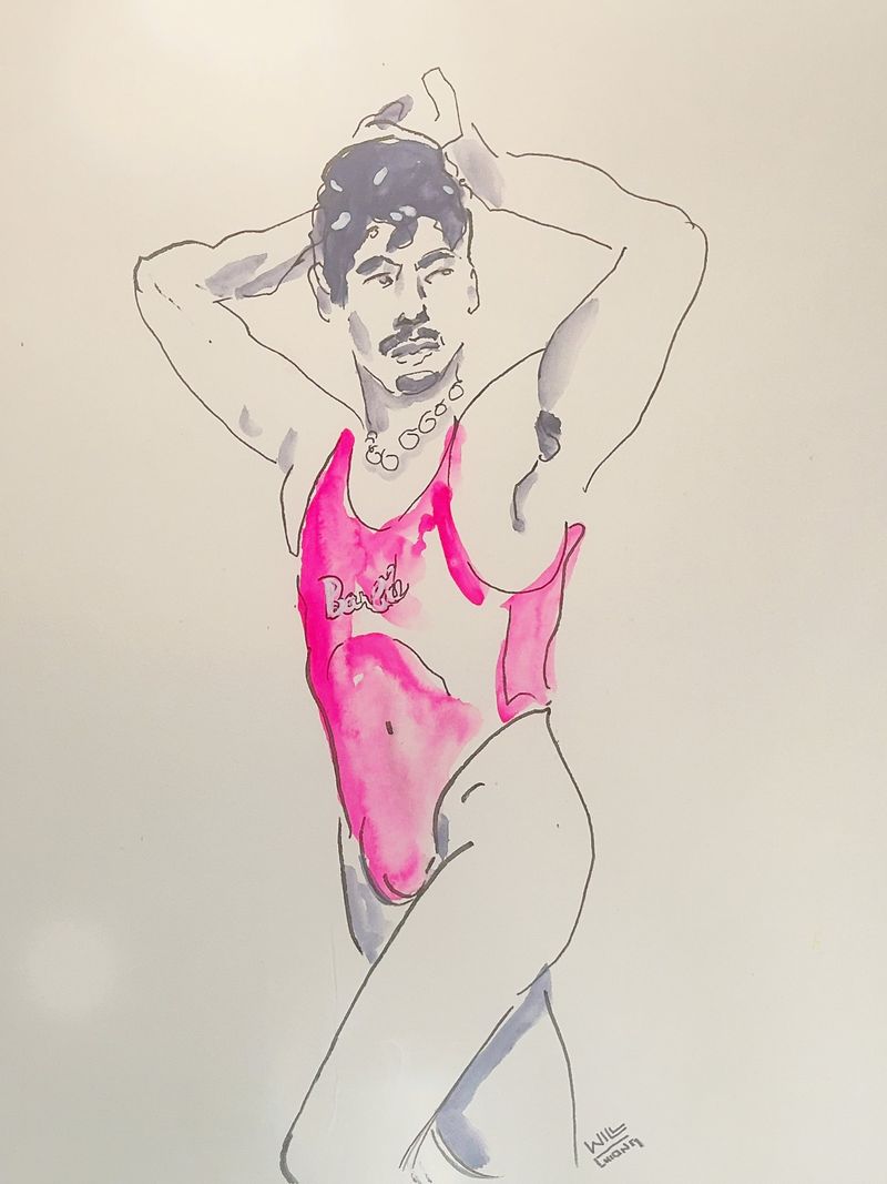 Model in a Barbie singlet, 5 minute pose
