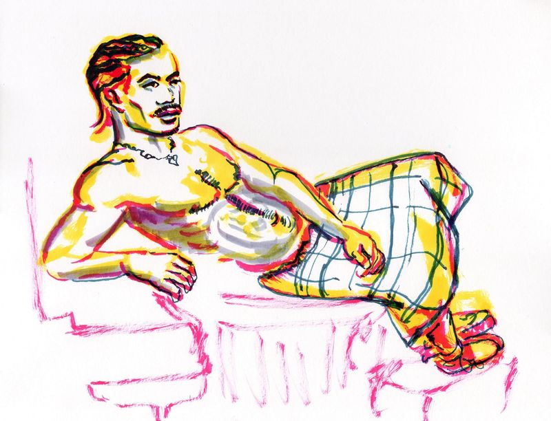 Watercolor marker portrait of Daniel