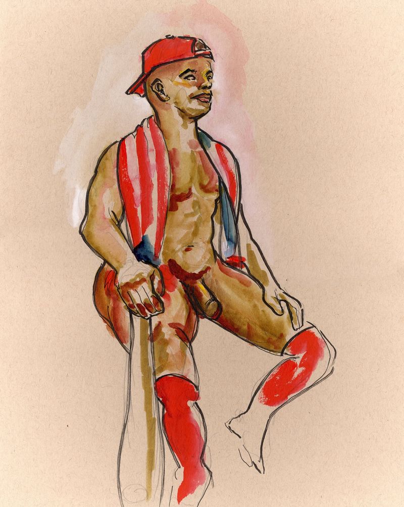 Rae in a baseball pose