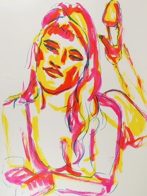 A portrait of Alexa in watercolor marker