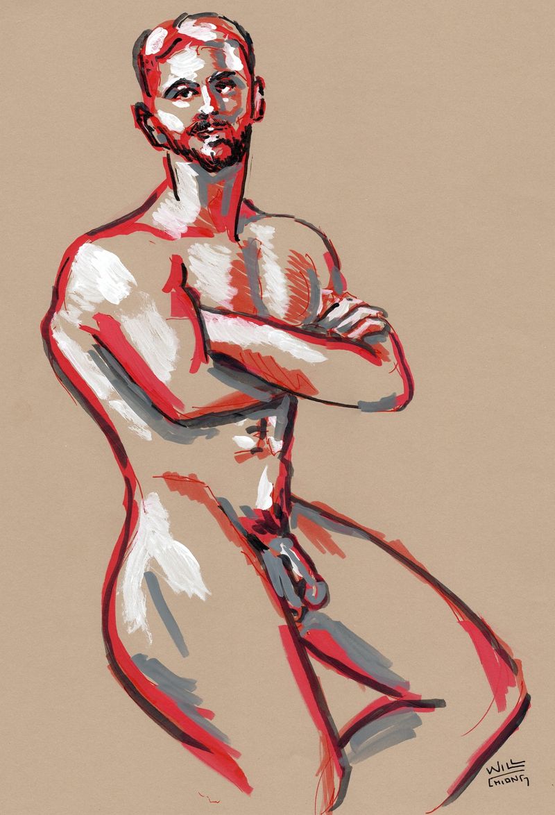 10 minute pose- acrylic marker on toned paper