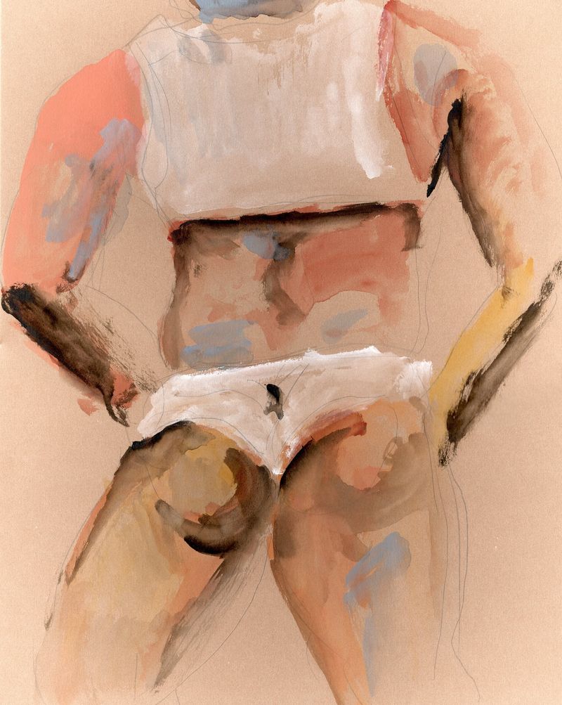 Valmir in white underwear from the back.