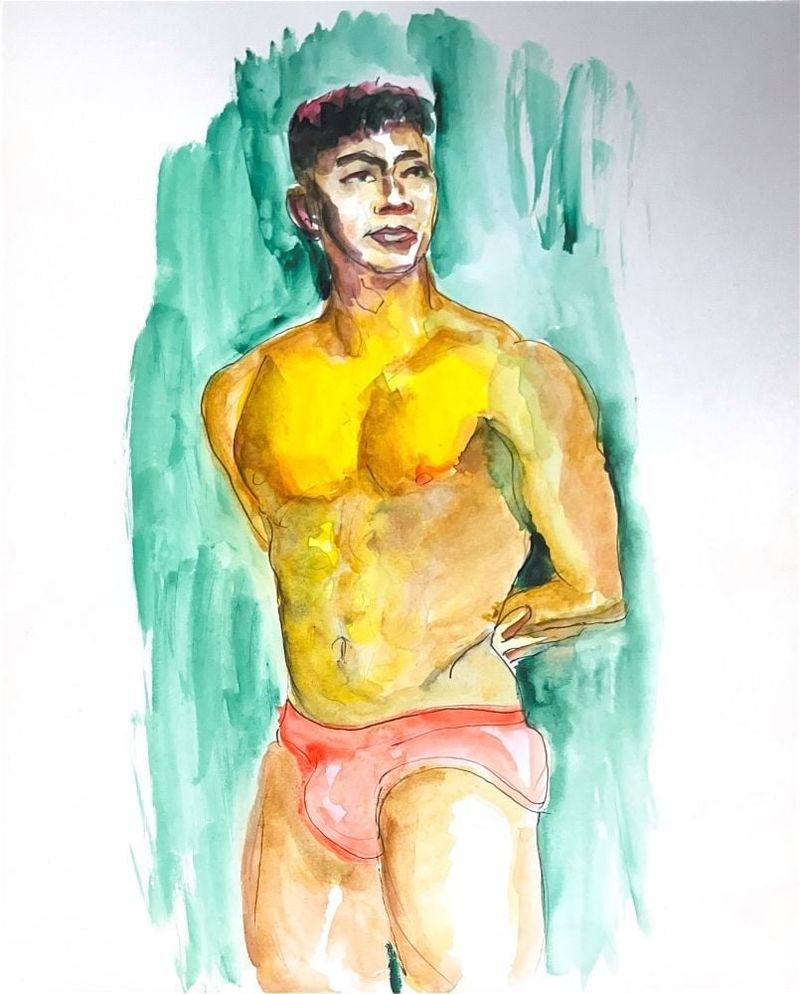 Additional image of Larry- watercolor on toned paper