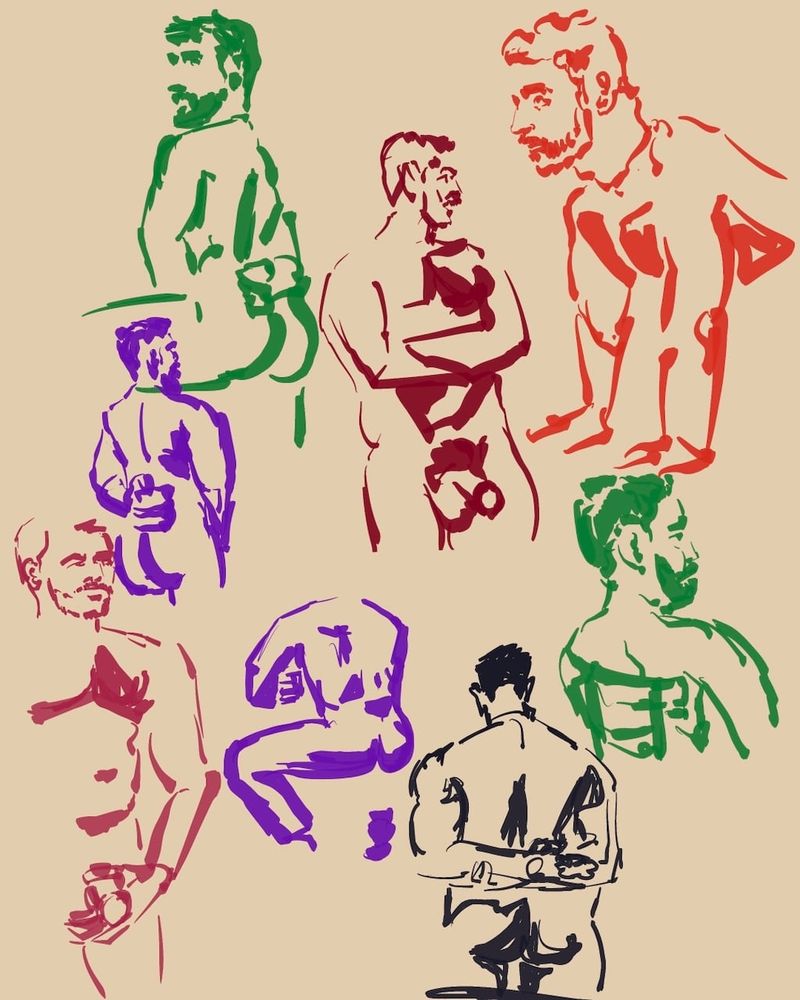 2 minute gesture drawings of Gay Gaston