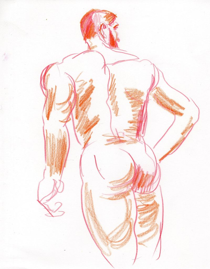 Gesture drawing- 5 minute- Colored Pencil