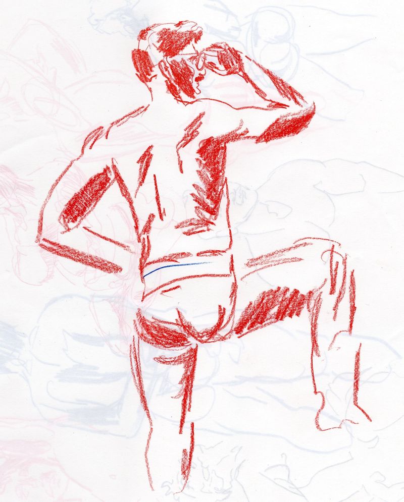 5 minute pose- pencil on white paper