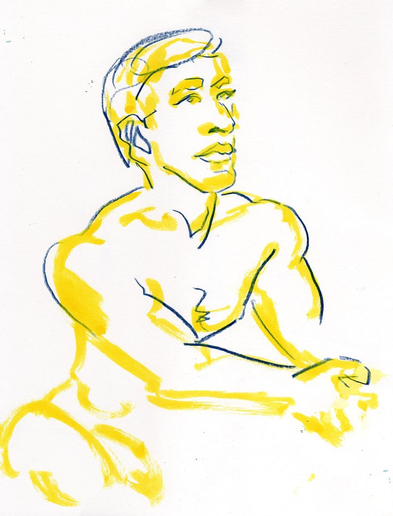 A cartoony line drawing of Matthew