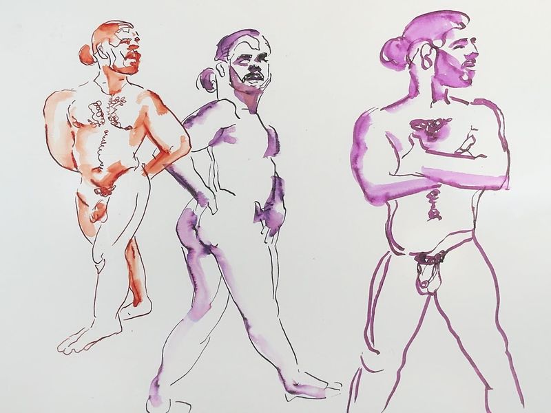 Five-minute warmup gesture drawings of Val.