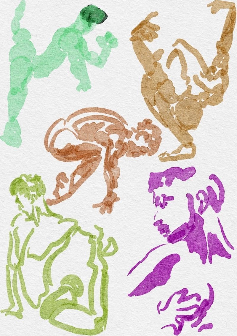 2 minute warmup drawings- watercolor brush on Procreate