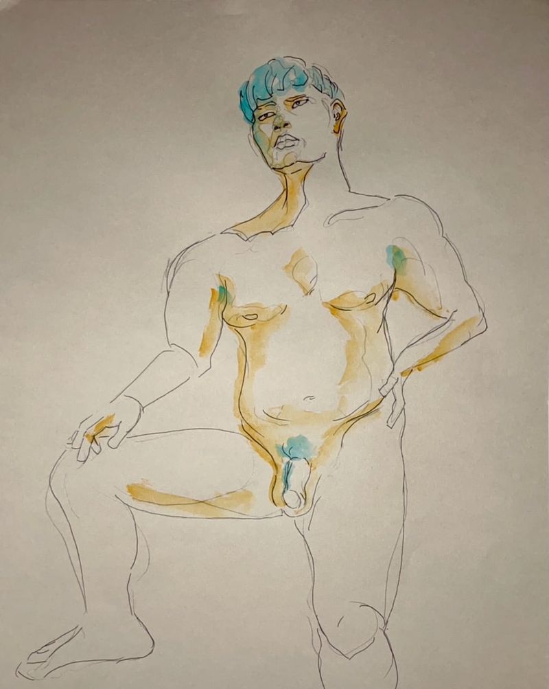 A recent nude drawing from an in-person figure drawing session