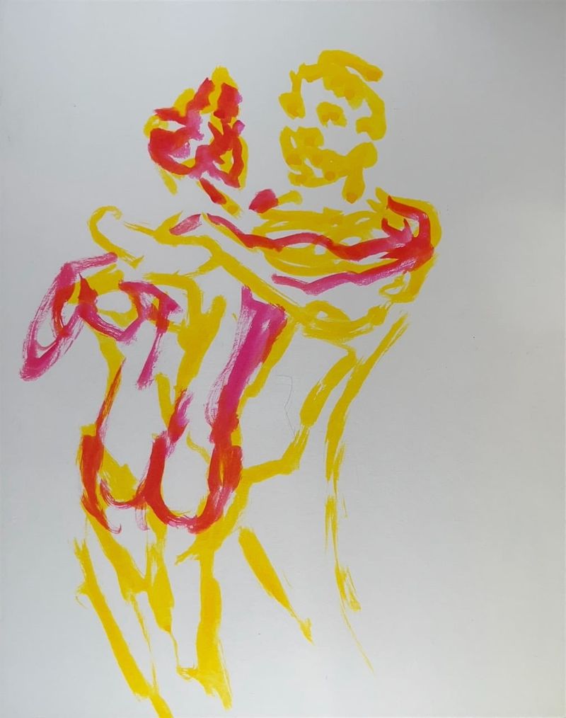 A warmup drawing of the two models dancing.