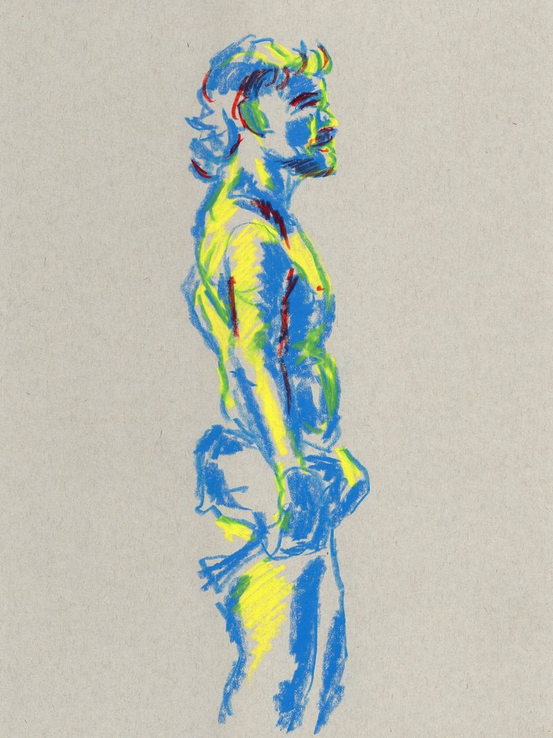 Crayon drawing on toned paper - 10 minute pose