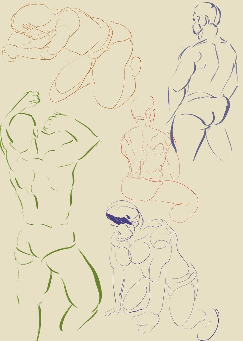 Warmup sketches of Tommy in Procreate