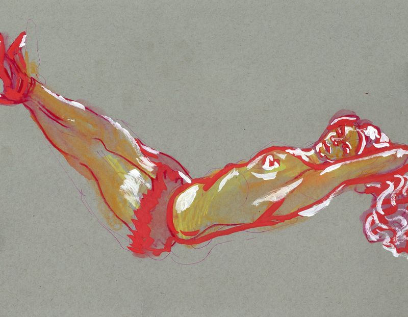 A 22 minute pose- acryllic marker on toned paper